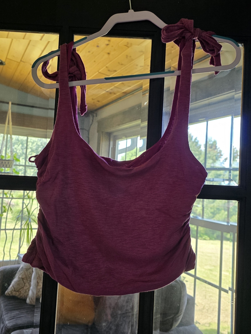 Free People Plum Tie-Shoulder Tank